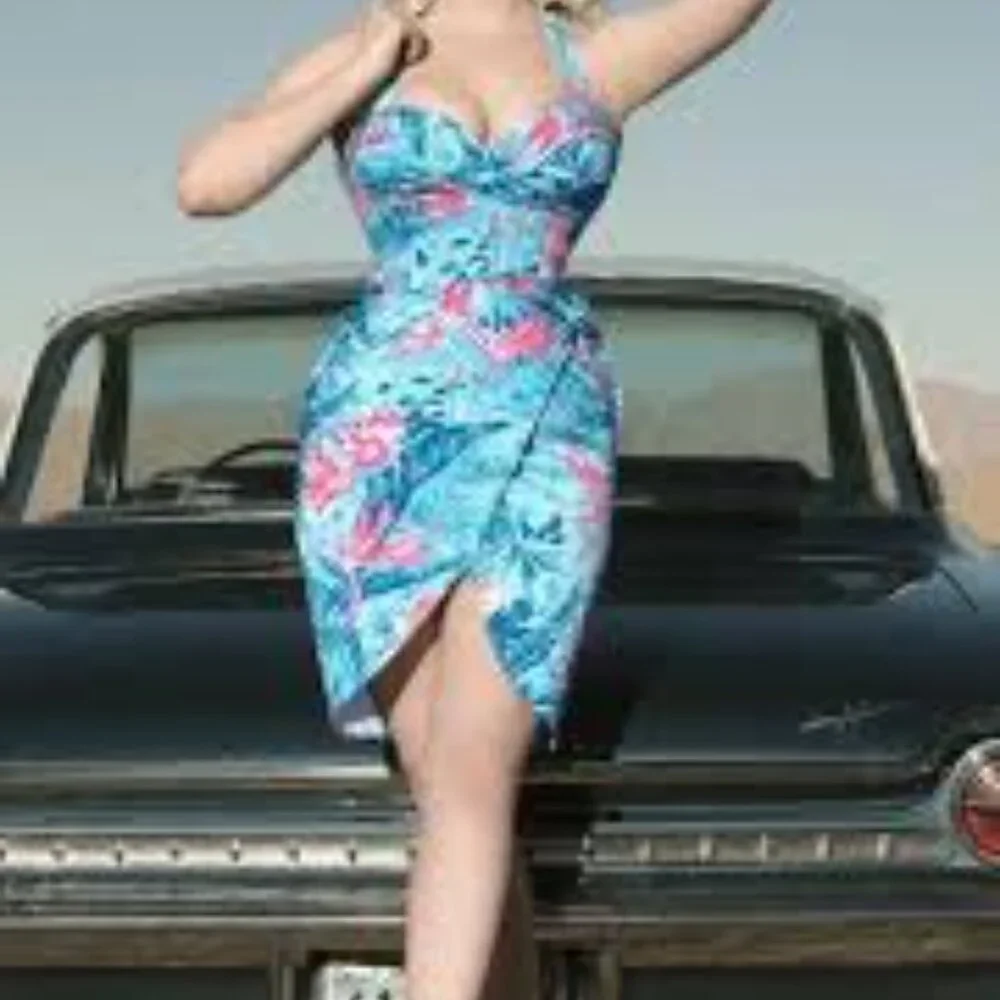 EUC Pinup Couture Malibu Tiki Dress- Size M- UNICORN - Picture 2 of 4